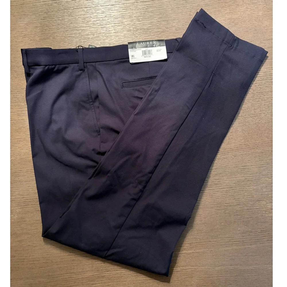 Lauren Ralph Lauren Norton Active Dress Pants Navy Blue Classic Fit 38W x 32L